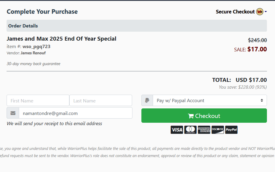 The Genius Wave Checkout Page
